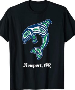 Blue Green Native American Newport OR Orca Killer Whale T-Shirt