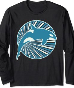 Retro Orca Whale Long Sleeve T-Shirt