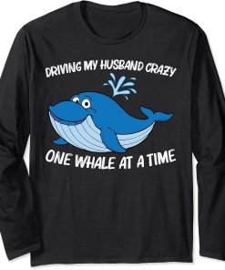 Funny Whale Art For Women Mom Orca Narwhal Blue Whales Long Sleeve T-Shirt