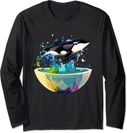 Orca Whale in Fish Bowl Orca in Aquarium Free The Orcas Long Sleeve T-Shirt